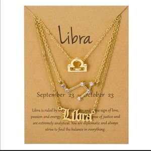 3Pcs/Set Zodiac/Constellation Charm Gold Necklace